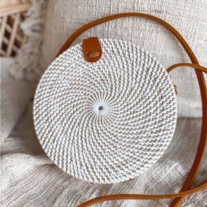 NWT WHITE BALI BAG, Round Straw Bag Anthropologie
